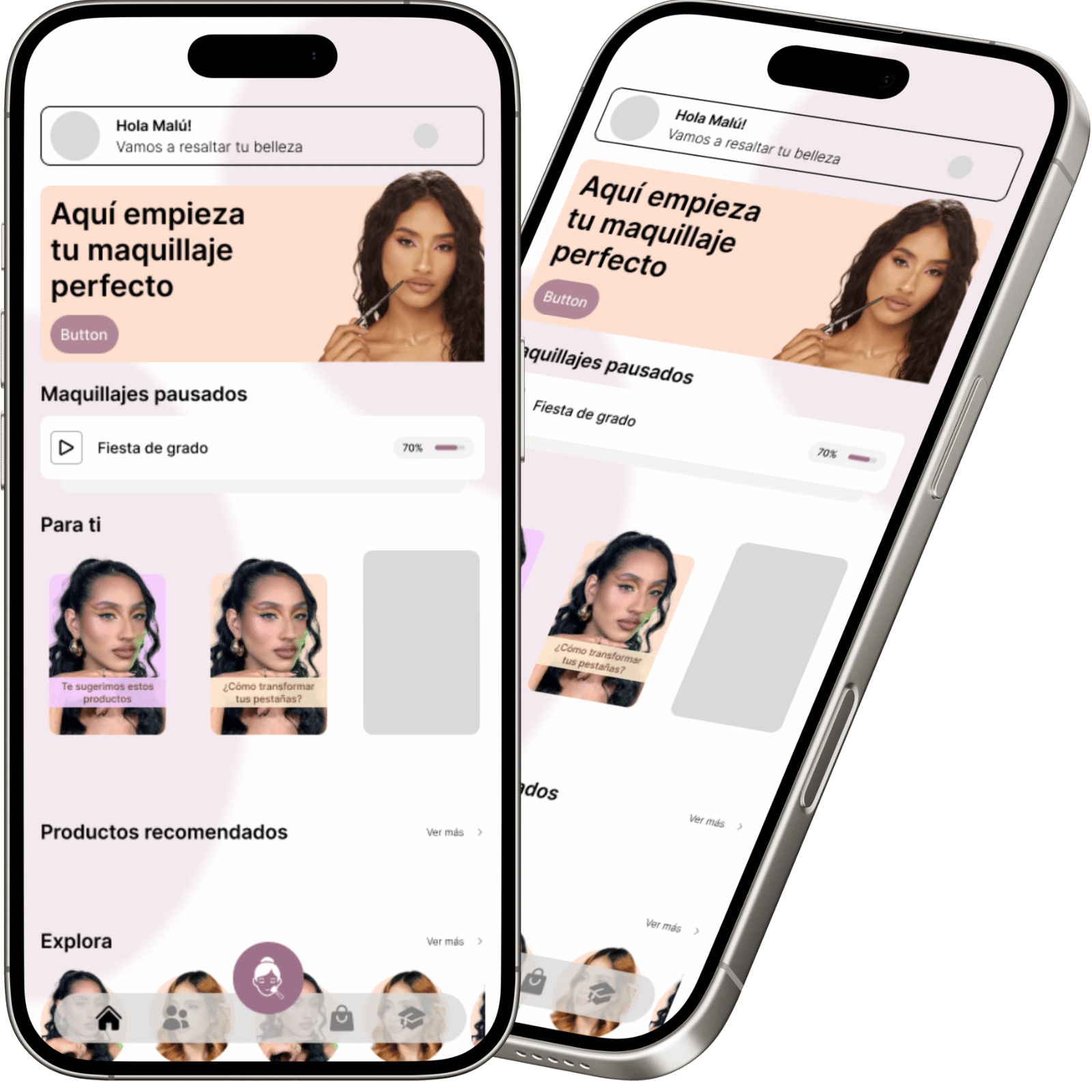 Mujer maquillada mirando hacia el frente